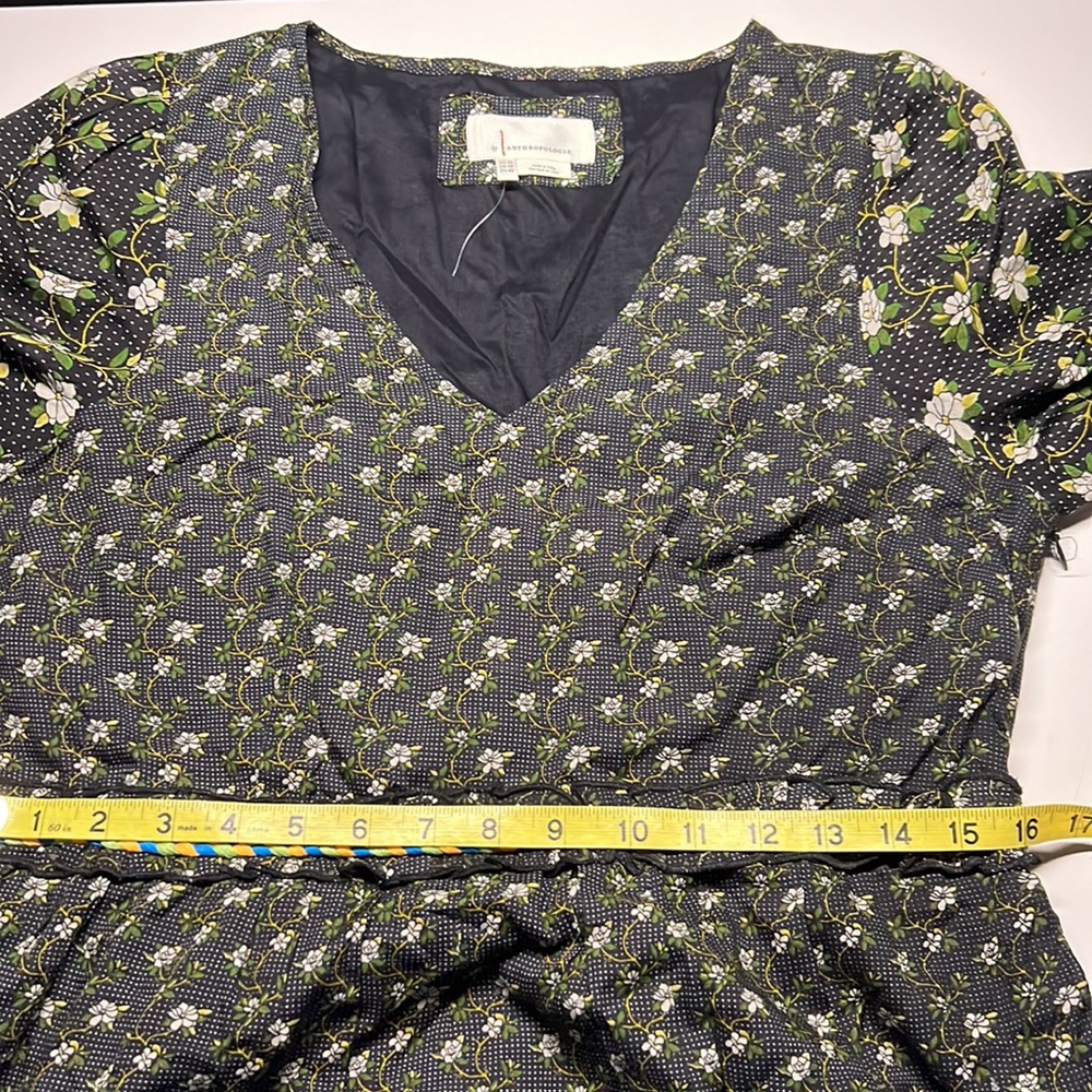 Anthropologie Karoline Tiered Maxi Boho Dress Floral Black Womens 10 - Picture 5 of 8
